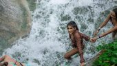 An amazing climb up a waterfall